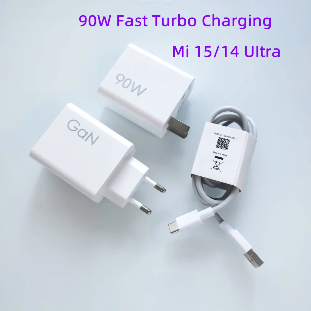 

For Xiaomi 90W GaN Charger Turbo Fast Charge US EU Power Adapter For Mi 15 14 13 Ultra 12 11 Pro Poco X7 F7 Pro Redmi Note 13 15