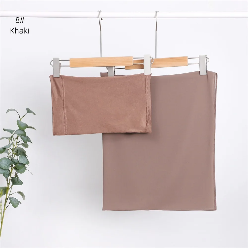 

Ramadan Modal Solid Color Breathable Stretchy Turban Inner Hat Pearl Chiffon Scarf Set Hijab Wrap Headscarf for Women Turbante