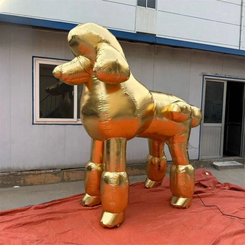 Vertical inflatable golden dog and poodle animal mascots