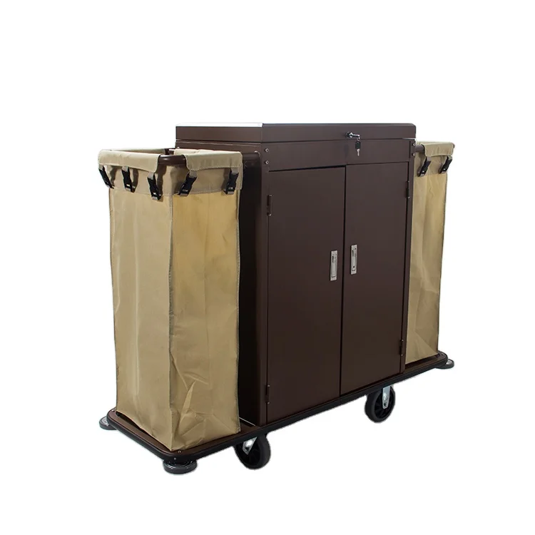 Guest Room Service Linen Towel Basket Metal Hotel Laundry Cart Hotel Lobby Housekeeping Laundry Trolley Cart for Hotel Acceptale