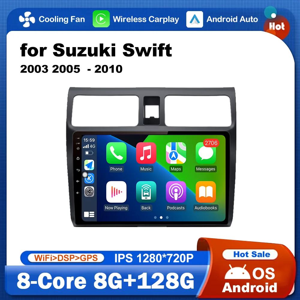 Auto rádio video multimediální hráč Android OS 10.1'' pro suzuki lt swift 2003 2005 - 2010 GPS navigace audio DSP WIFI Bluetooth