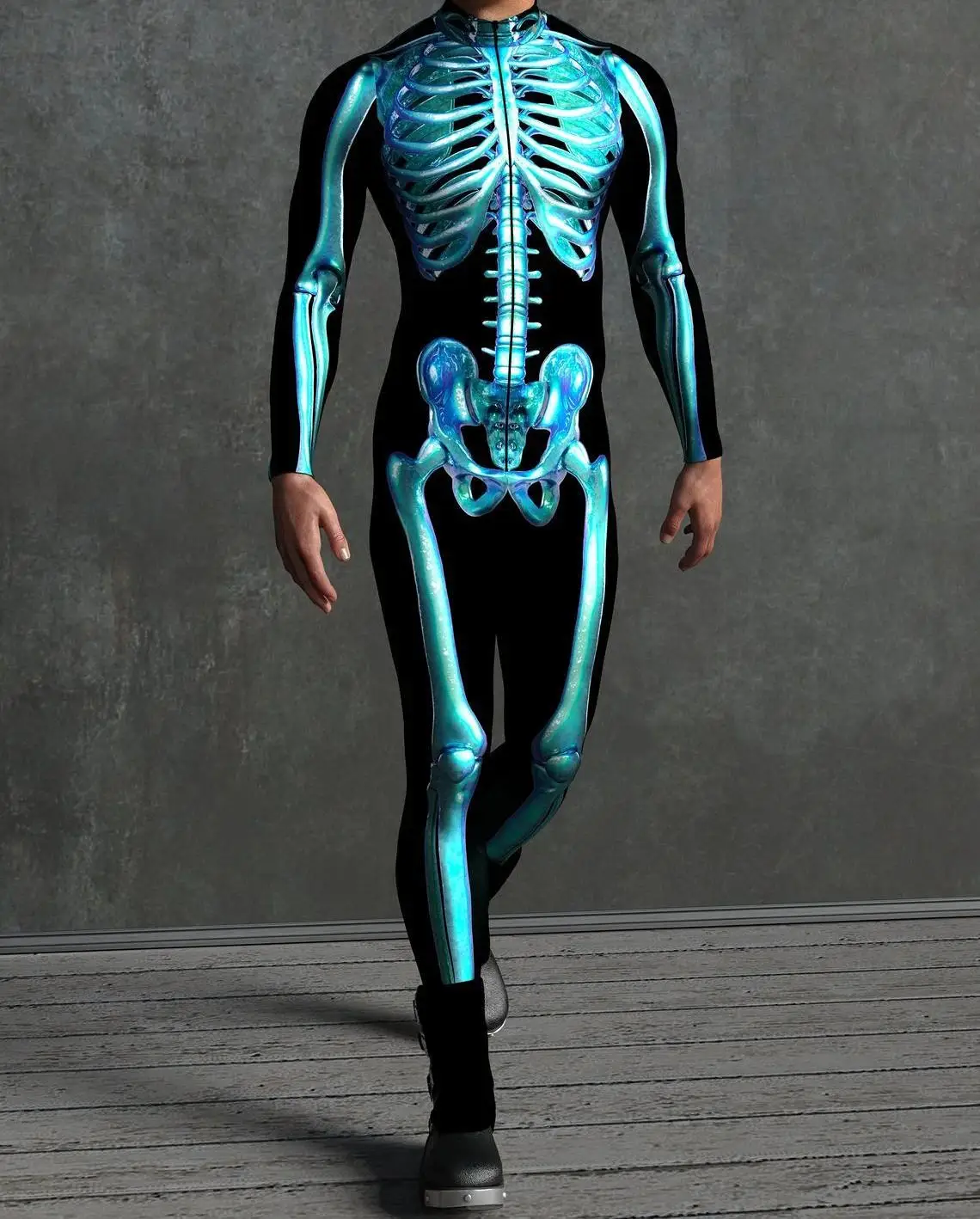 

Men Women 3D Colorful Skeleton Jumpsuit Cyber Punk Bodysuit Halloween Party Carnival Cosplay Costume Performance Romper Zentai