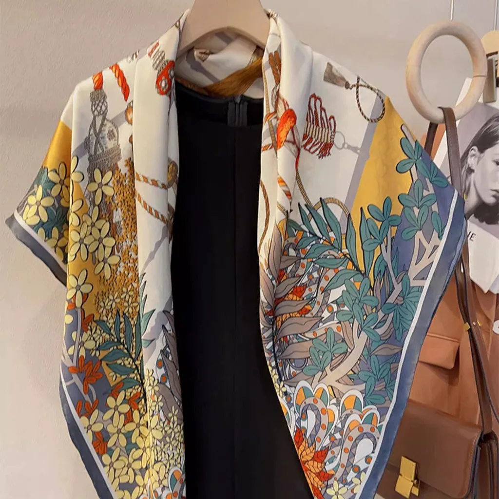 

Шелковый платок из двойного креп-шелка 110, большой квадратный платок, дышащий, с защитой от солнца, из тутового шелка, модный и универсальный.