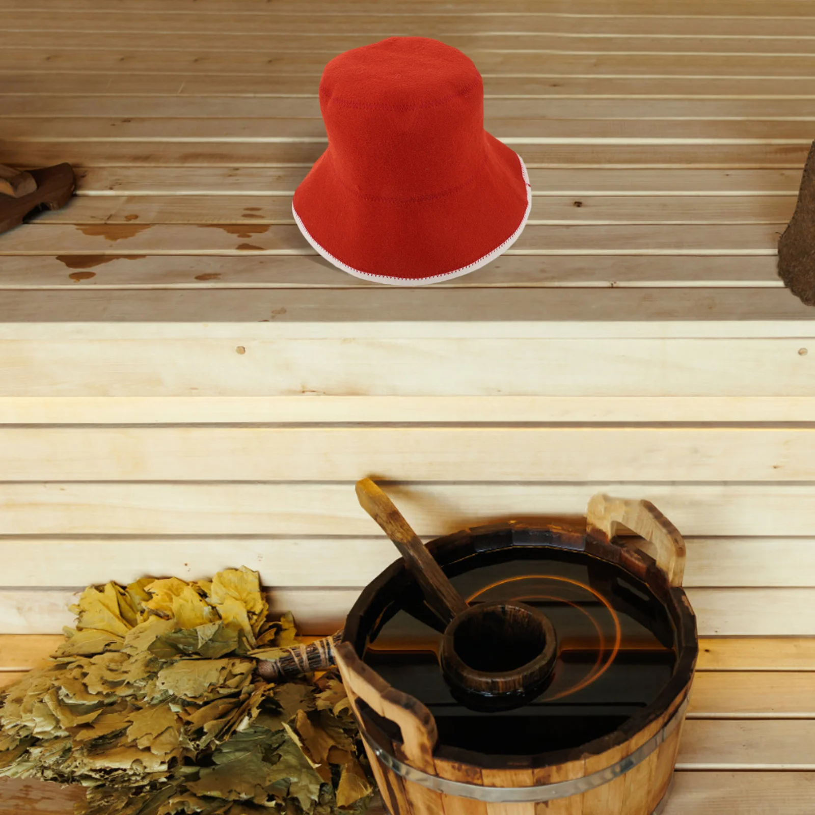 

Wool Sauna Hat Bath Accessories Comfortable Small Cap for Women Red Color Sauna Bathing Hat Lightweight Portable Family Use
