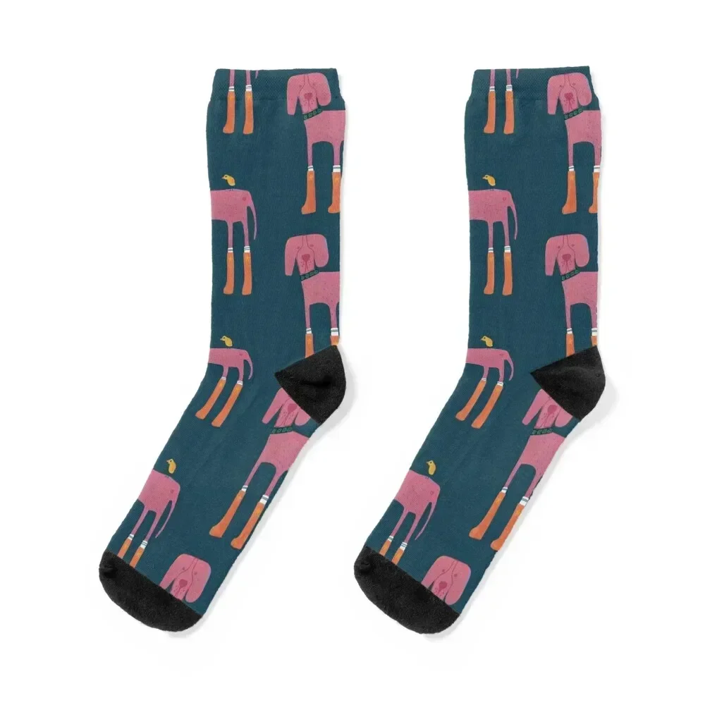 Pink Great Dane and Friend Illustration Socks christmas stocking luxe Women Socks Men's