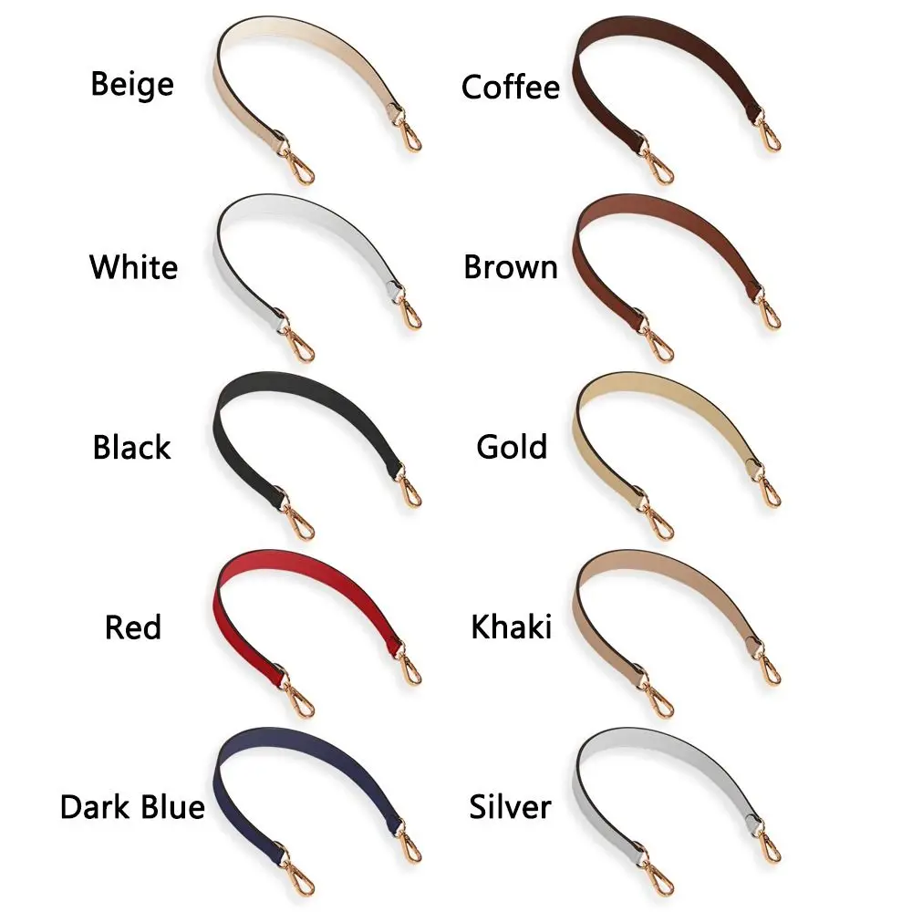 10 Colors PU Leather Bag Strap Handbags Handles For Handbag Short Bag Strap Purse Strap Golden Buckle Replacement Bag Belt Band