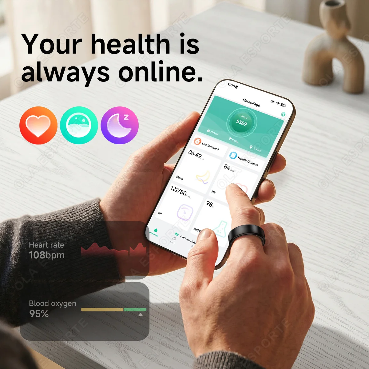 R10 Smart Ring with Charging Case Multi-color Ring Men Women Health Sleep Heart Rate Monitoring IP68 Waterproof Multi-sport Mode view 3