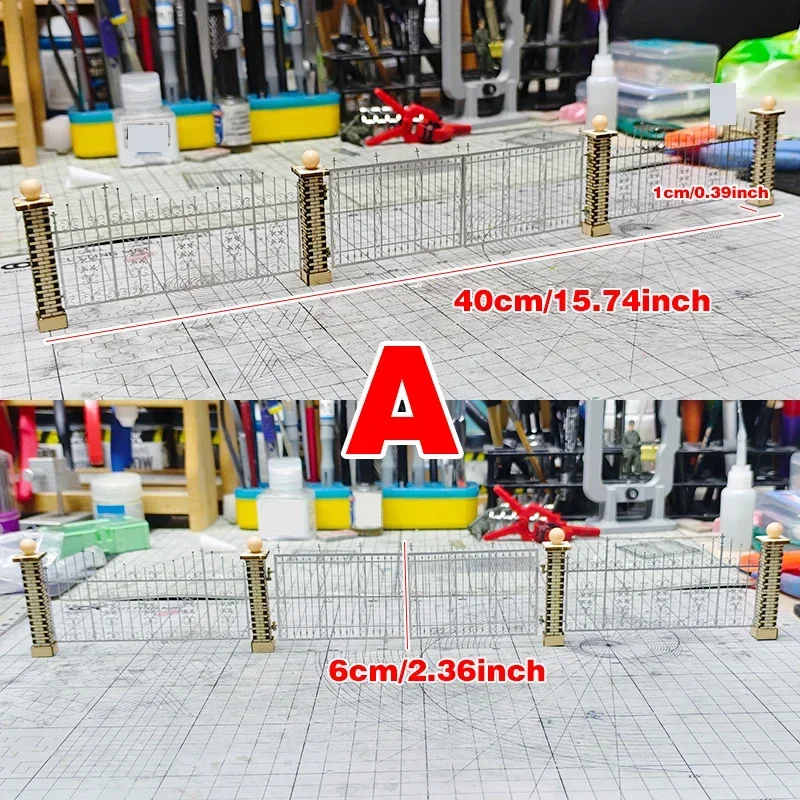 Assembly Architectural model sand table iron gate front door wall parapet fence building diorama Scale model kit 1/35