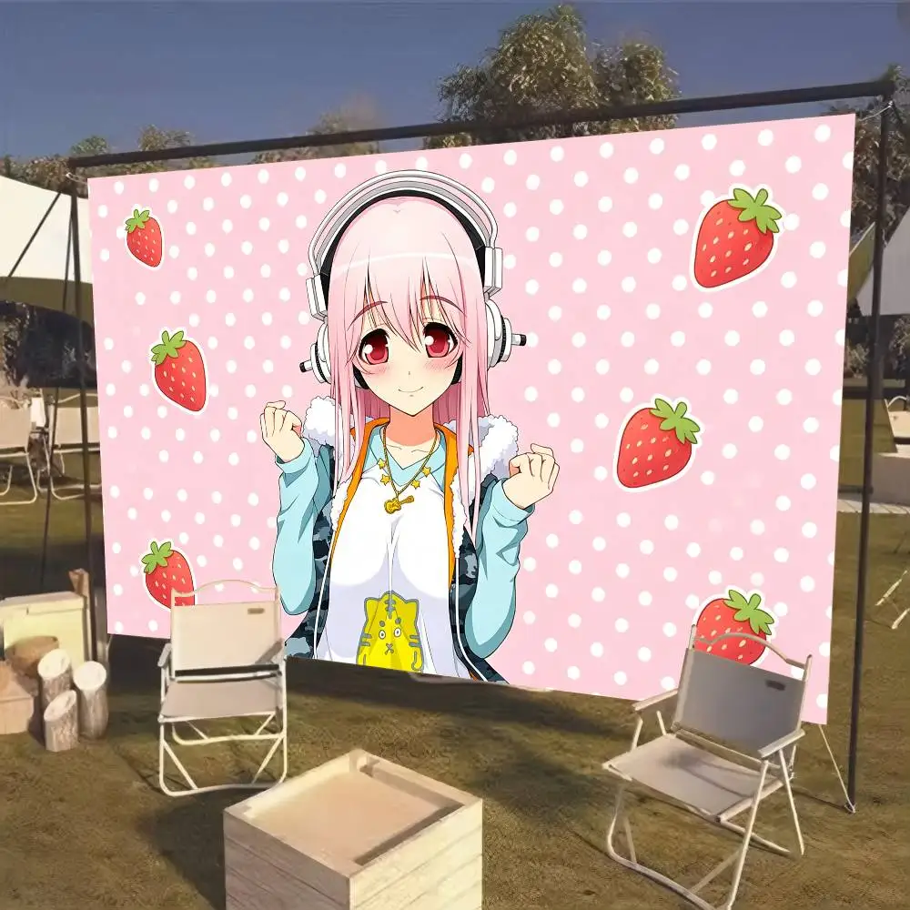 Fondo de Fotografía Super Sonico Anime Kawaii Girl, Decoración para Fiestas en Casa al Aire Libre, Cortina de Fondo para Fotos