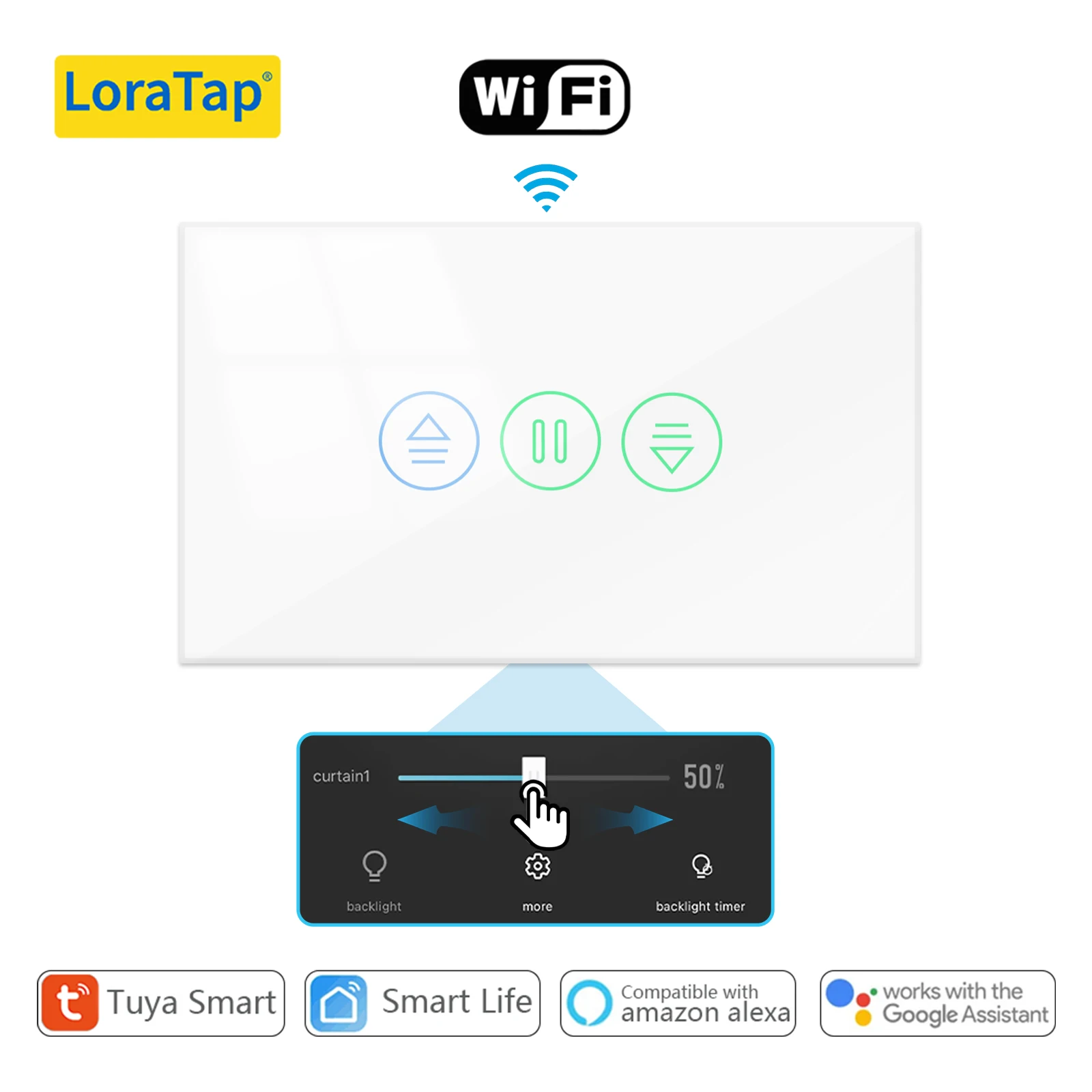 

LoraTap 4th Generation US Tuya Smart Life WiFi Curtain Switch for Electric motorized Blind Roller Shutter Google Home Alexa Echo