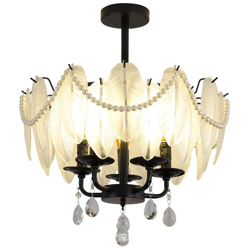 

Vintage pastoral living room dining room bedroom porch glass shell feather pearl