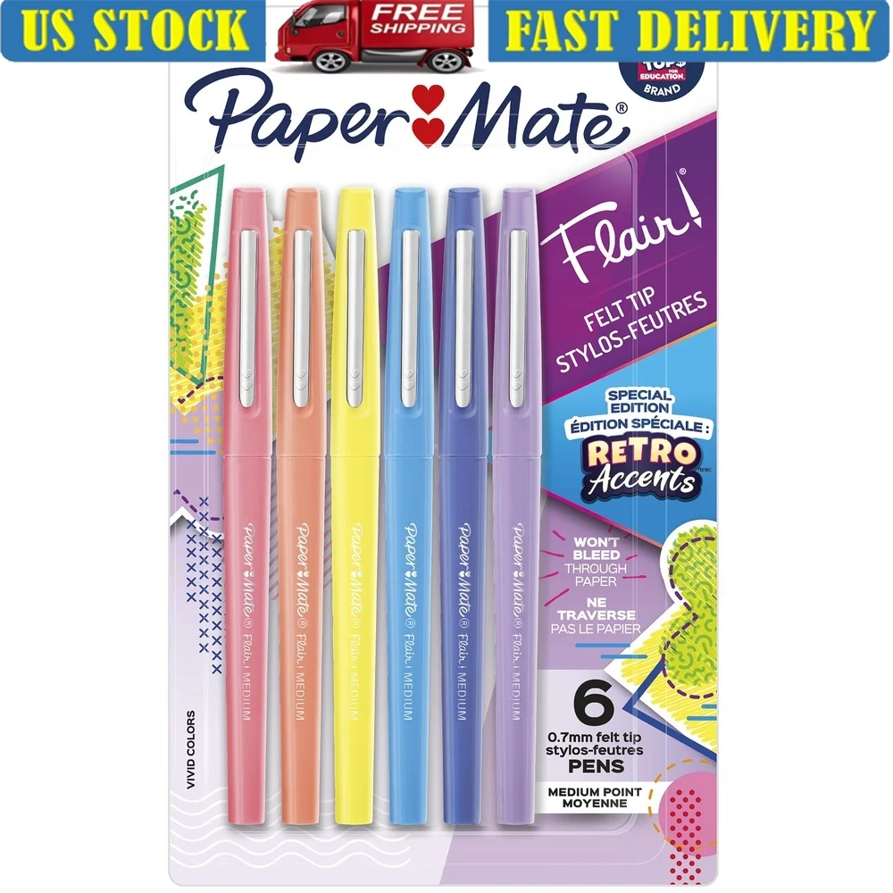 

Набор ручек с фетровым наконечником среднего размера, 0,7 мм, ретро-акценты, разные цвета, 6 шт., устойчивые к размазыванию, быстросохнущие чернила, идеальный рисунок