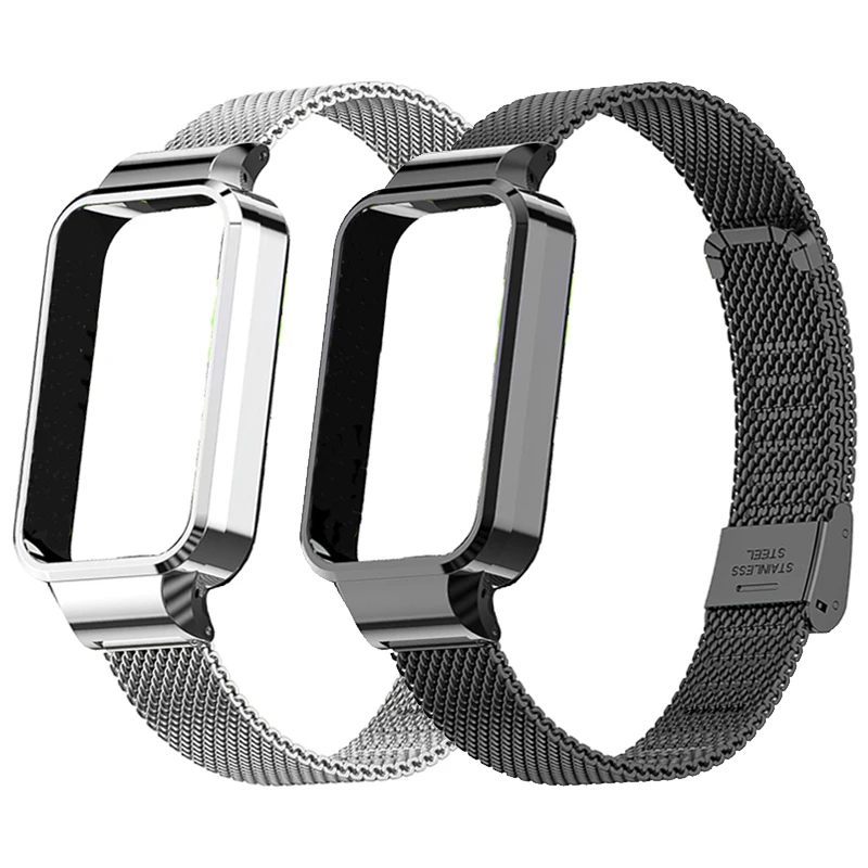 

Активный ремешок для Xiaomi Smart Band 9, защитный чехол для Redmi Smart Band 3, ремешок для часов Mi Band 9, активные металлические браслеты + чехол