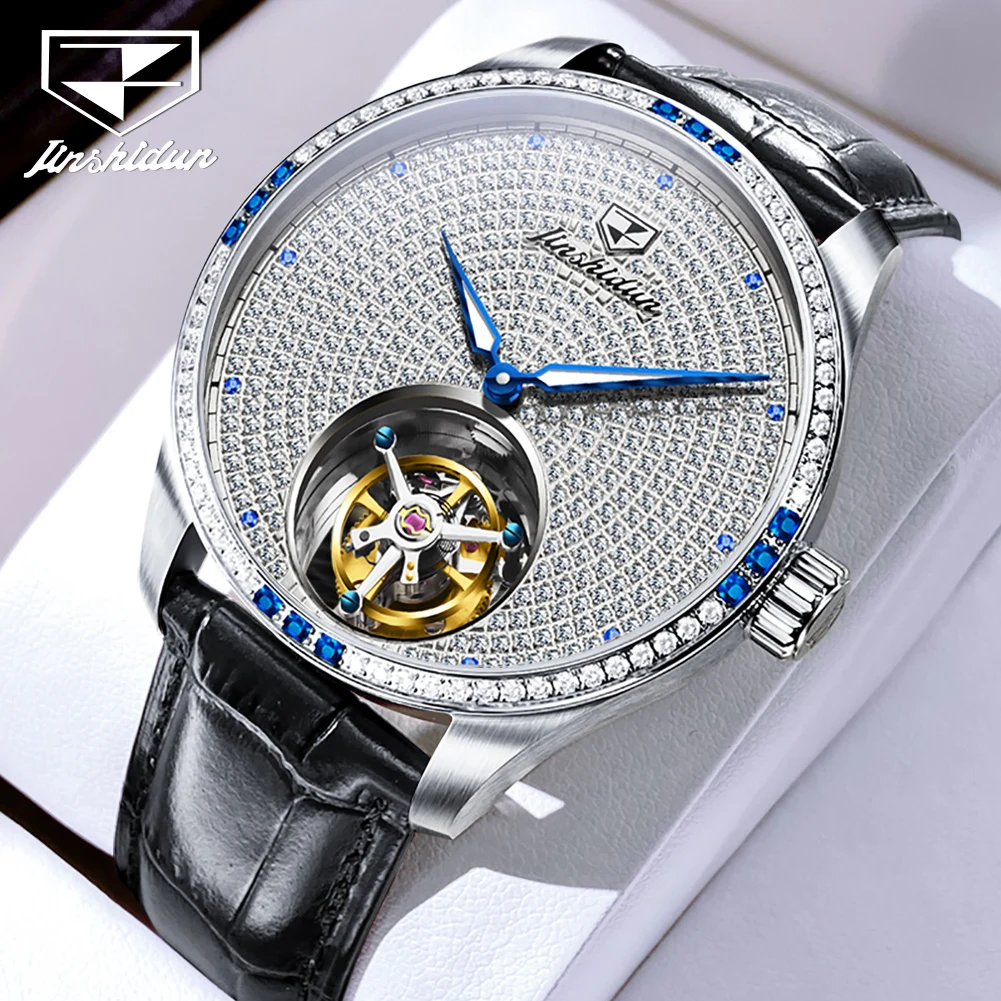 

JSDUN 832 Tourbillon Automatic Watch for Men Genuine Leather Strap Sapphire Mirror Luxury Top Brand Mechanical Man Dress Watches