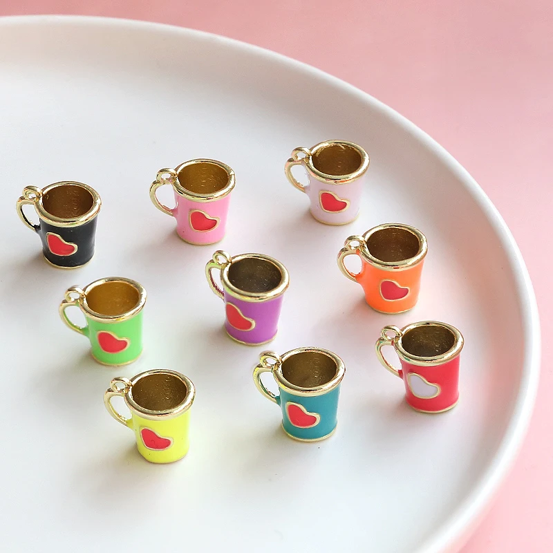 1pcs Cartoon Love Water Cup Simulation Mini Fun Drip Cup Diy Handmade Jewelry Earrings Keychain Pendant Charms