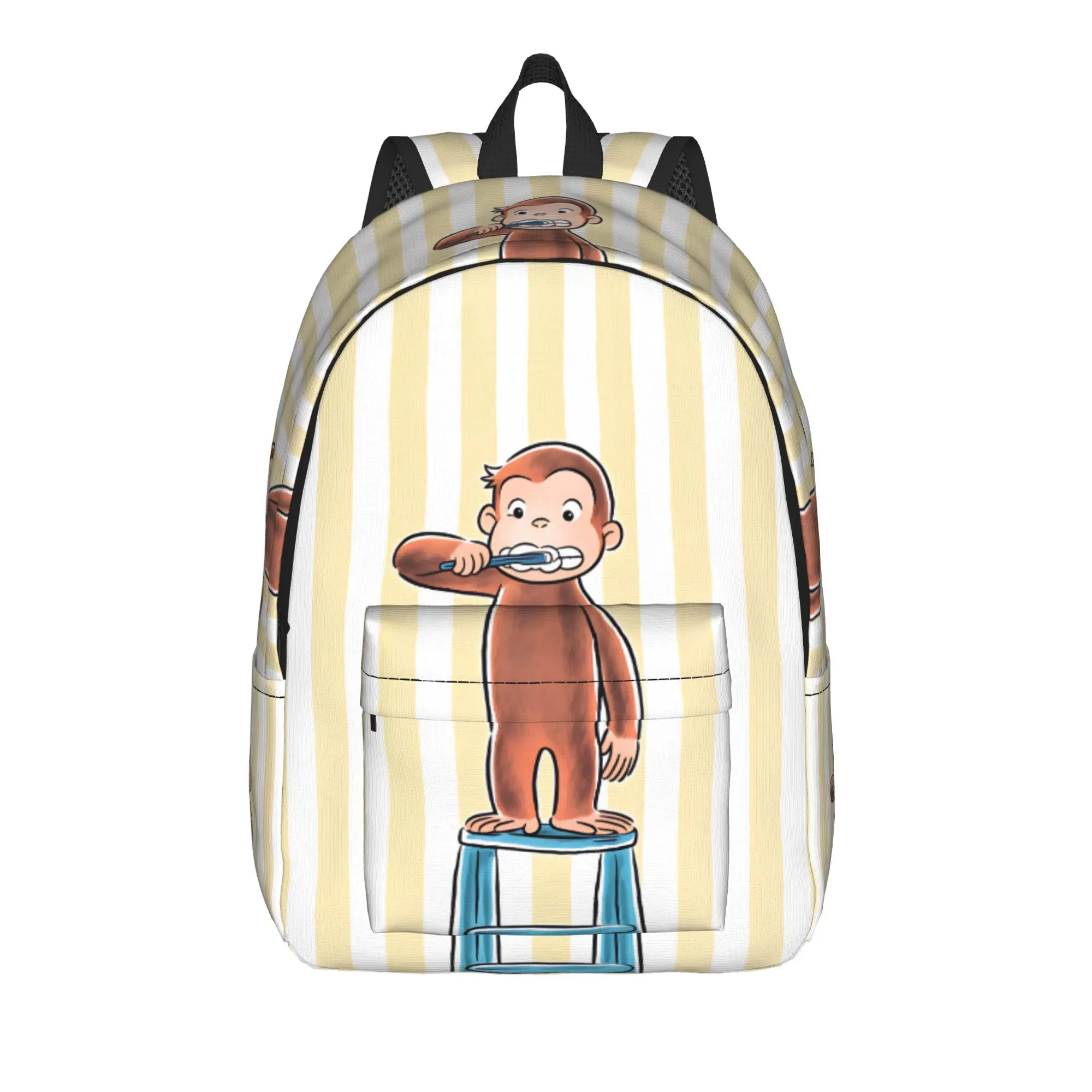 The Curious Monkey Backpack  Boy Girl Polyester Sport Backpacks Print Streetwear High School Bags Rucksack