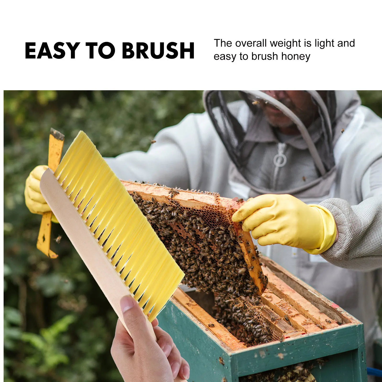 Reliable for Beekeepers Solid Wood Handle Premium Plastic Bristles Lightweight Compact Storage Friendly Beekeeping