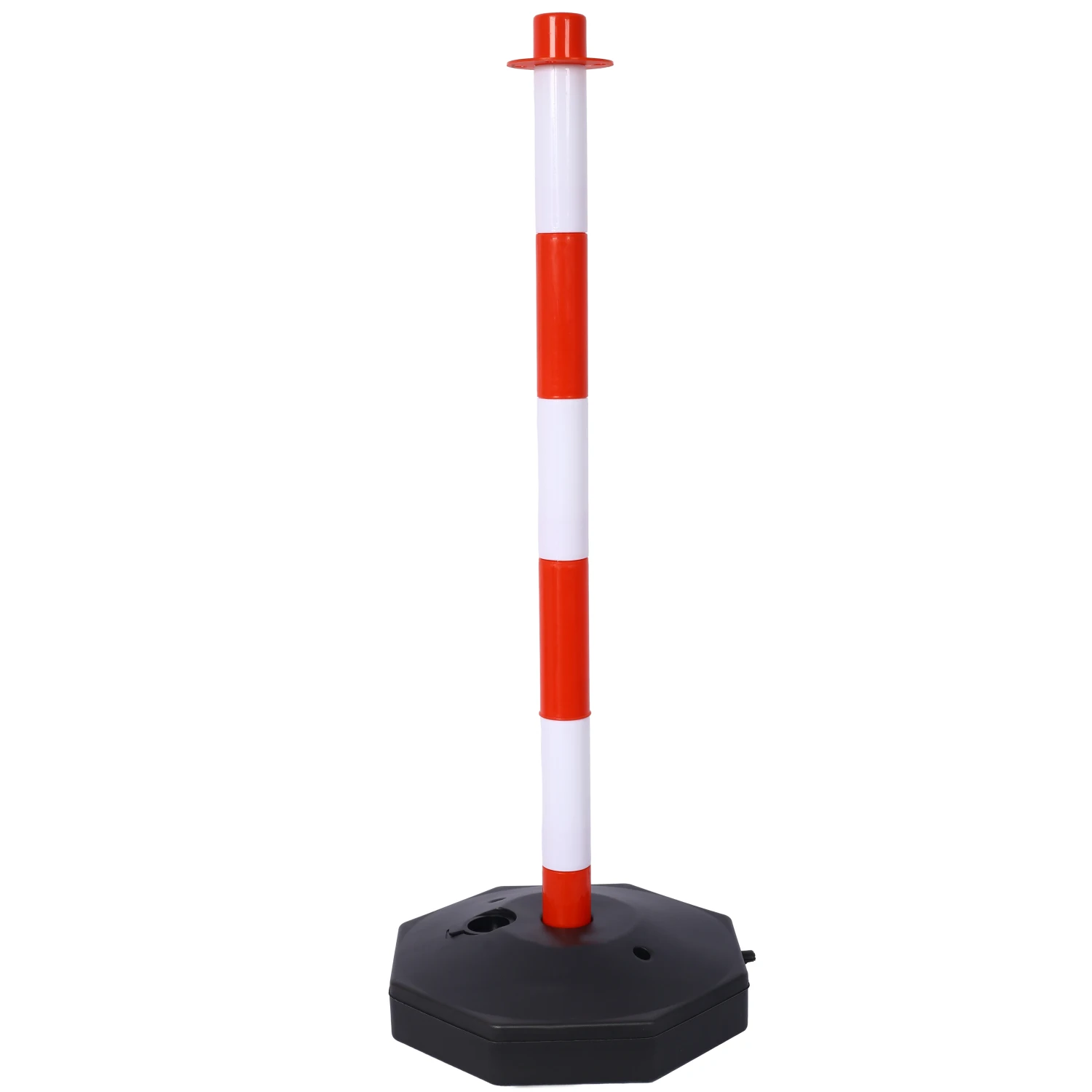 6 Pack Traffic Delineator Post Cones with Fillable Base, Adjustable Plastic Safety Barrier with 5Ft Plastic Chain, Outdoor and I