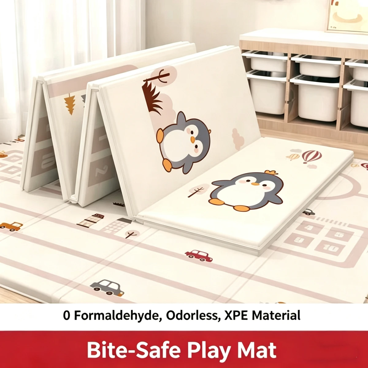 Baby Folding Crawling Activity Mat New Double-sided Kids Cartoon Waterproof Crawling Game Carpet Children's Carpet Soft Foam Pad
