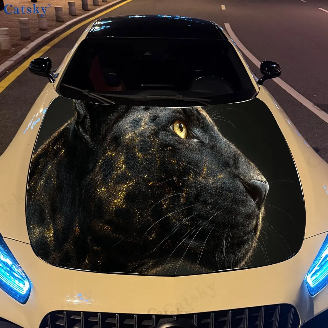 

Black Gold Leopard print,car hood stickers,PVC waterproof Self adhesive car hood sticker,car hood decoration protection stickers
