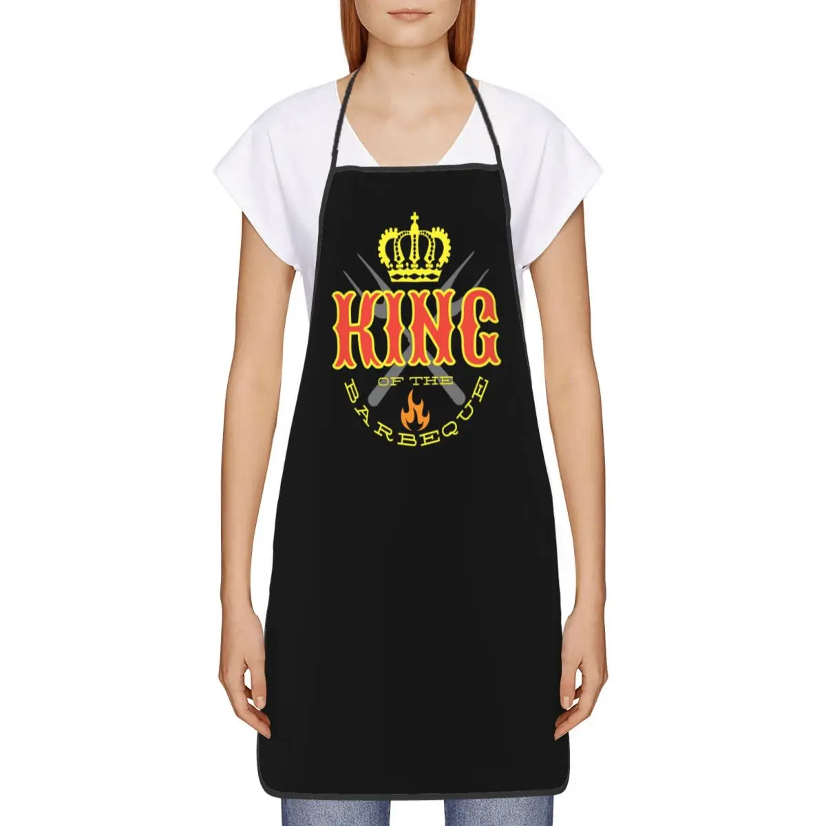 King Of The Barbeque Bib Aprons Women Men Unisex Kitchen Chef BBQ Grilling Legend Tablier Cuisine for Cooking Baking Gardening