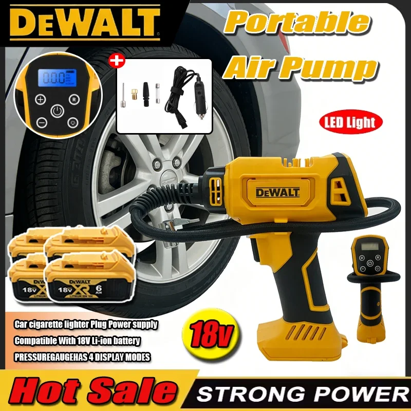 Dewalt Electric Air Pump Compressor Automatic with Digital Pressure Gauge for Car Tire Inflator Cordless Rechargeable Handheld