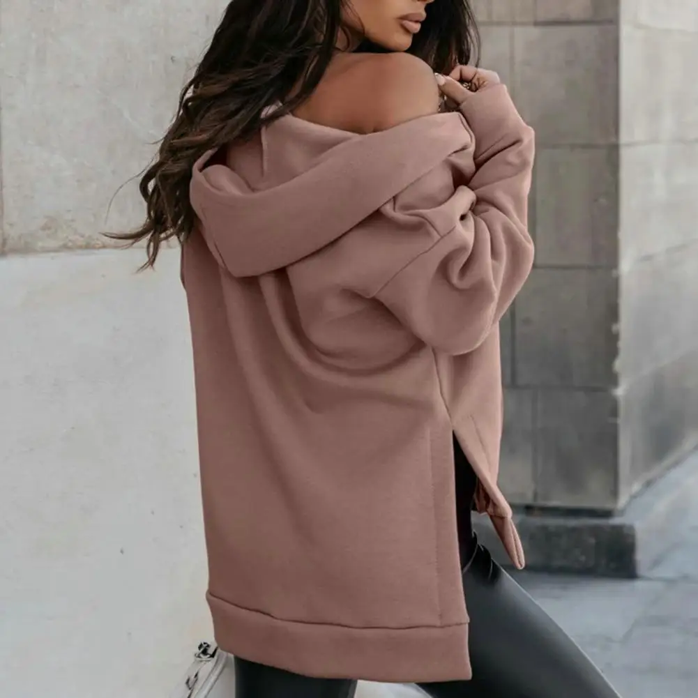 Cold Weather Women Coat Women Solid Color Coat Stylish Cozy Women's Winter Jackets Hooded Warm Casual Outerwear with Slant