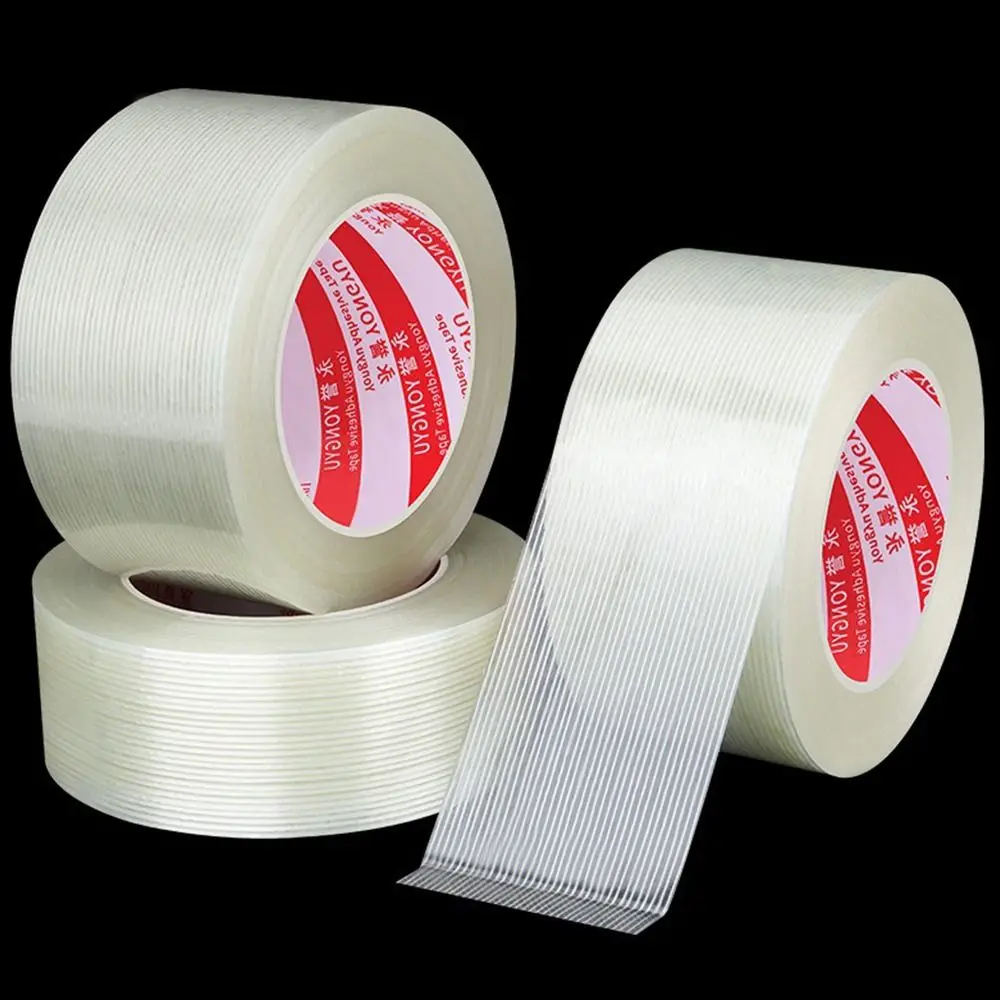 New Strong Stripes Fiberglass Tape Single-sided High Temperature Resistance Strapping Tape 25M Lithium Battery Pack Wrap