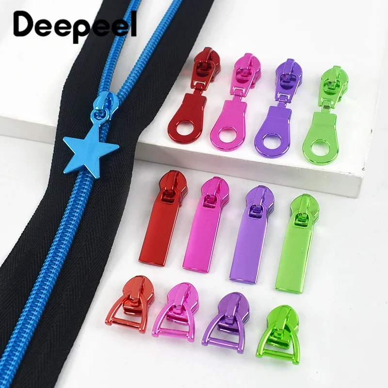 5/10Pcs Deepeel 5# Nylon Zipper Slider Bag Jacket Zip Puller Head Clothing Closures Zippers Repair Kits DIY Sewing Accessories