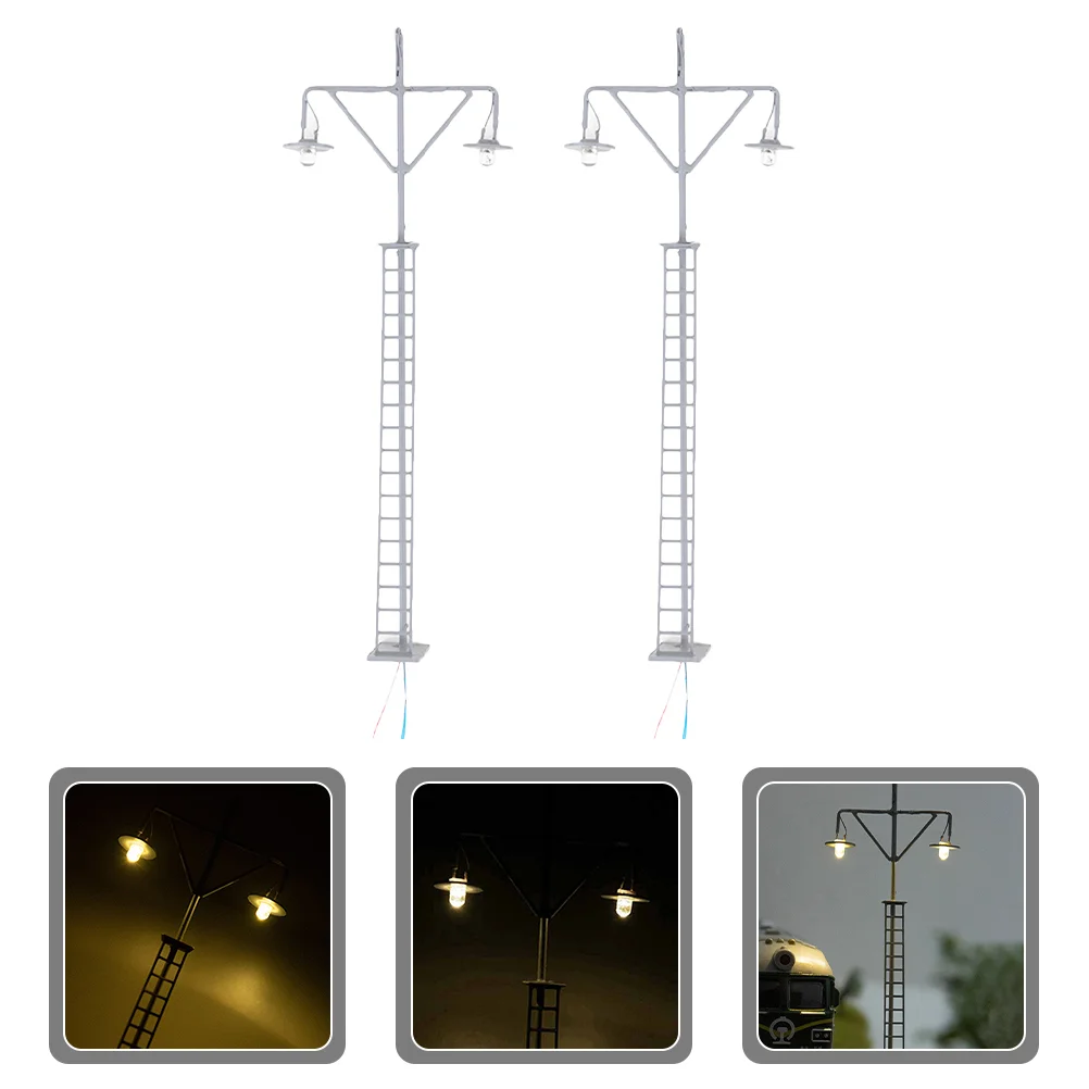 Modèle d'éclairage de train simulé, lampe de circulation de table de sable, chemin de fer de rue, modèles de signaux, matériaux métalliques, 2 pièces