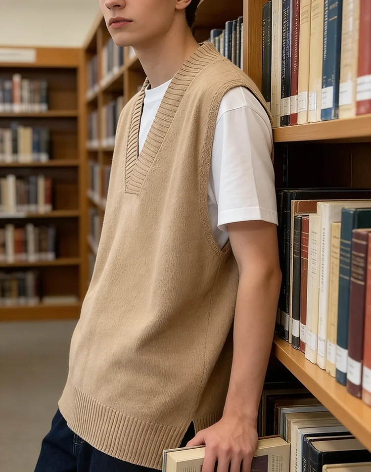 

Свитер-жилеты мужские весенне-летние удобные с v-образным вырезом мягкие шерстяные универсальные дышащие вязаные топы без рукавов мужская одежда BF