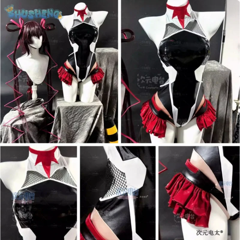 

Mizuki Shiranui Cosplay Costume Game Action Taimanin Women's sexy leather jumpsuit props wig Halloween Christmas new uniform