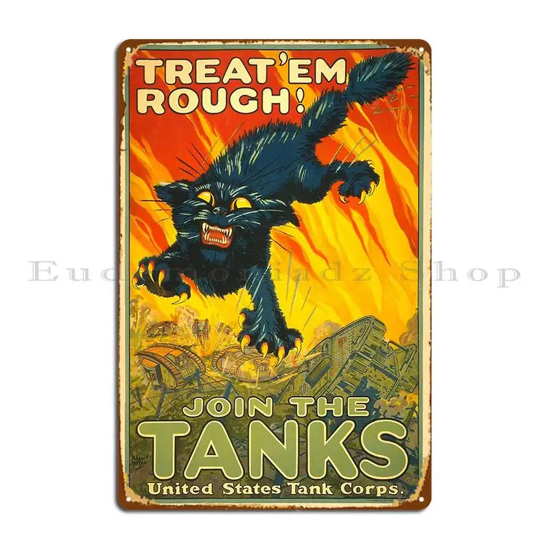 join the tanks corps war recruiting poster black cat army tank 0592 Metal Plaque Poster Designing Cinema Retro Tin Sign Poster