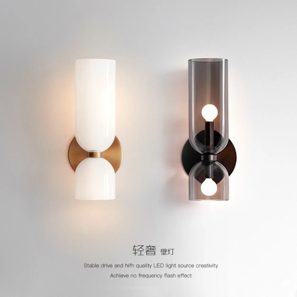 Modern Glass Wall Lamp With Up and Down Lighting Design Wall Lamp Living Bedroom Background Wall Staircase Corridor Decor Light