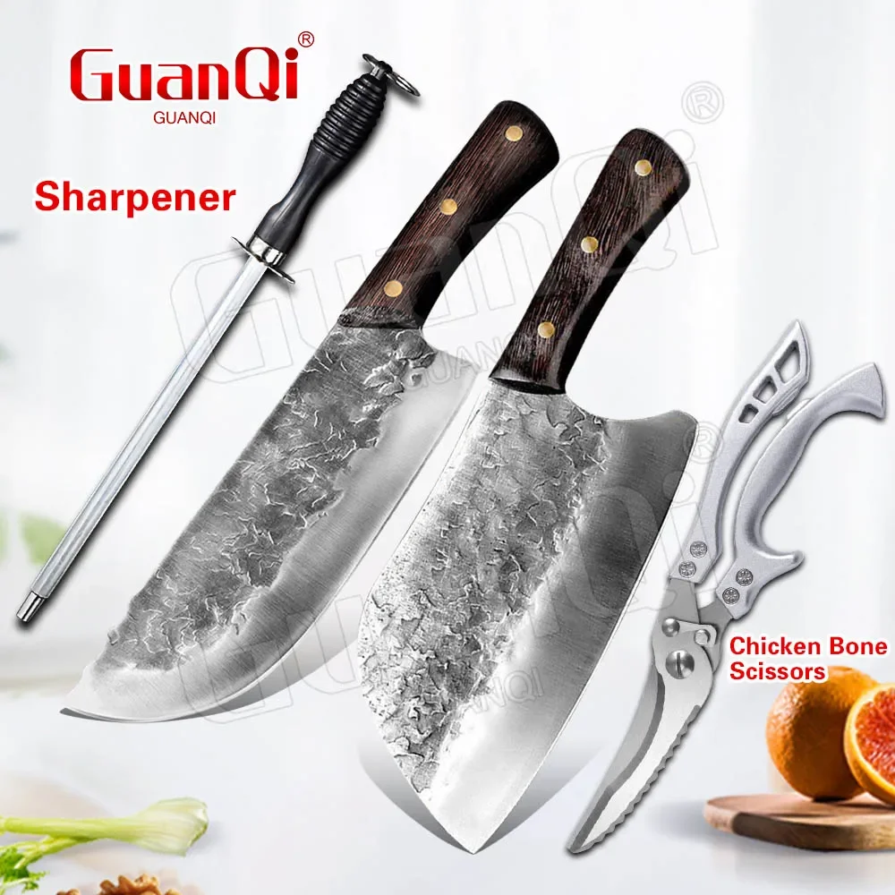 Handmade Forged Kitchen Knife Butcher Meat Chopping Cleaver Chef Knife Shears Chicken Bones Scissor Kitchen Cooking Cutter Tool