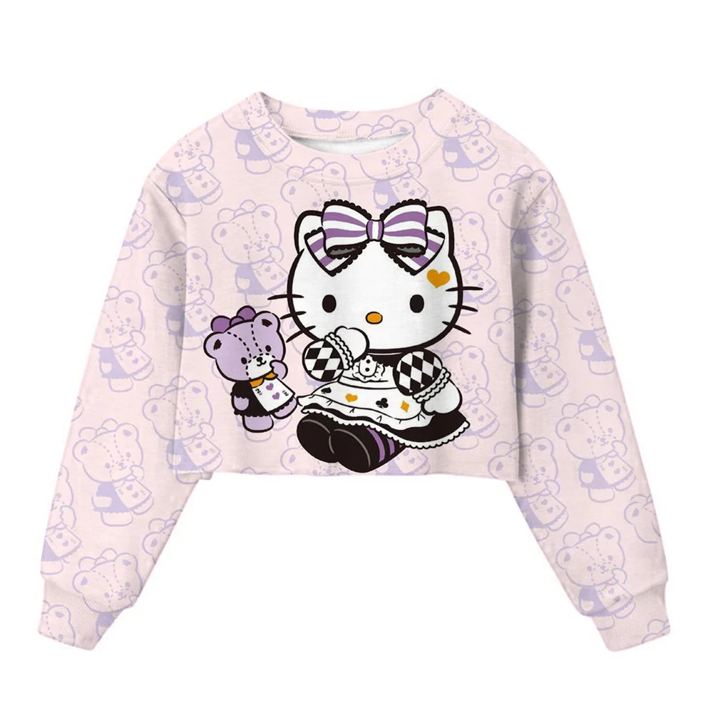 2024 Classic Hello Kitty Kids Hoodie Autumn/Winter Fashion Girl Japanese anime Sweatshirt Girl Cute Spring Hoodie 3-16 Years Old