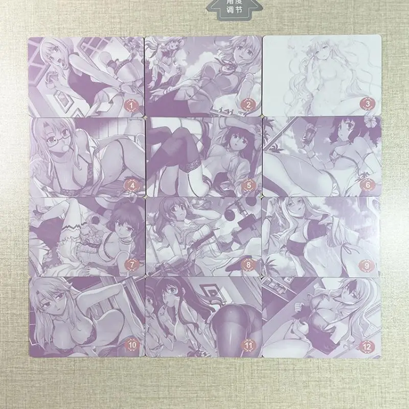 أنيمي فتاة فلاش بطاقة الملابس الداخلية والحرير الأسود لطيف ونقي سلسلة Diy 12 ورقة أنيمي جمع عمل دمى أشكال الهدايا