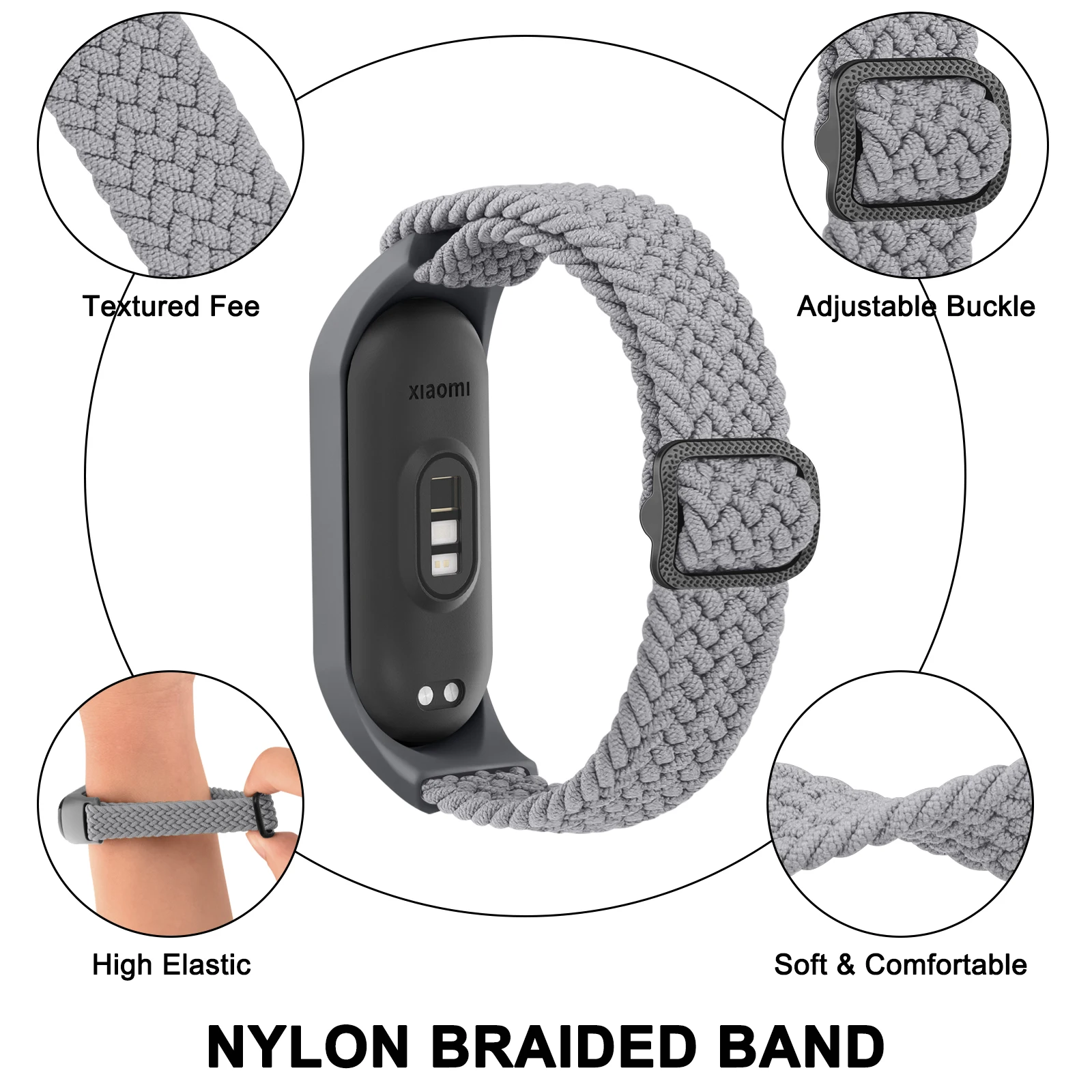 Strap For Xiaomi Mi band 7 6 5 4 3 Band Nylon Elastic Braided Bracelet For Amazfit Band 5 Wristband Adjustable Watchband