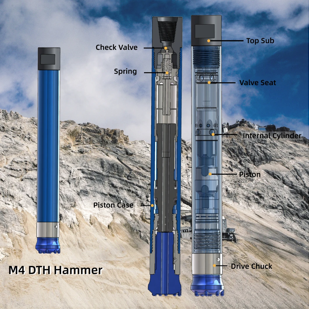 D miningwell dth hammer drill M4 4 inch medium pressure bit dth hammer for Mining