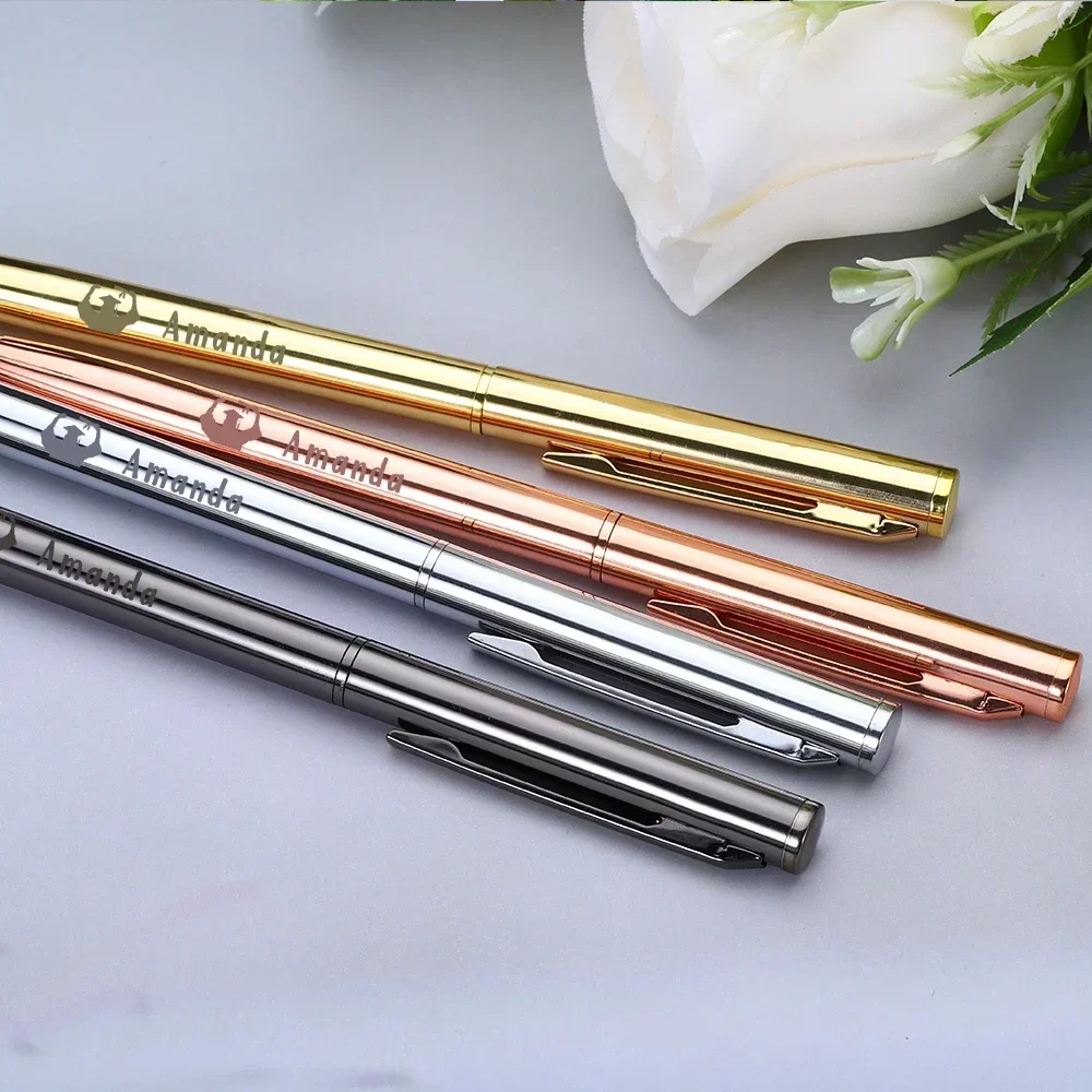 Custom Name Metal Pen Graduation Gift Advertising Ballpoint Pen Signature Pen Personalized School Office Supplies Wholesale