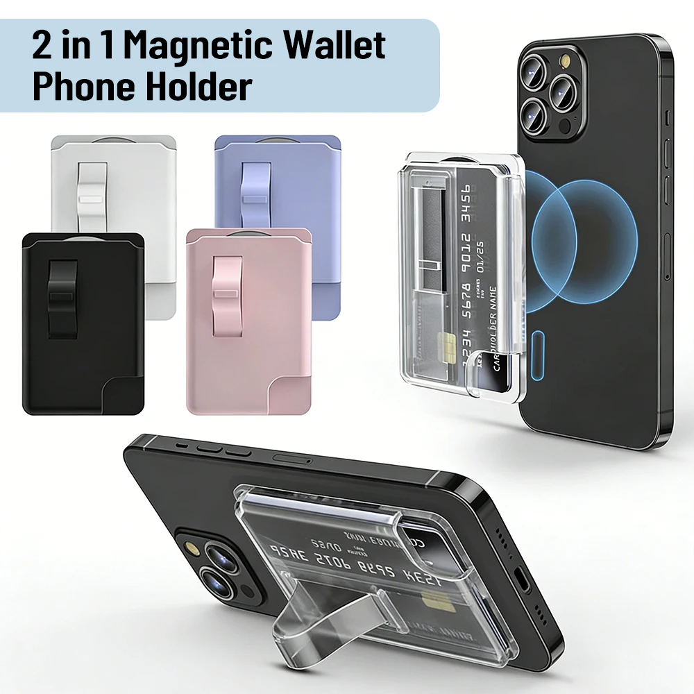 

Magnetic Wallet Card Holder Universal Phone Wallet Case Stand for Iphone 16 15 14 Pro Max 14 13 with Grip Card Holder