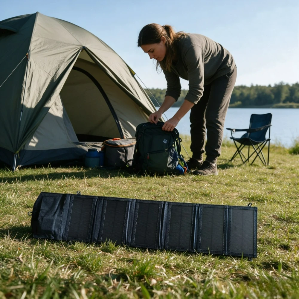 Foldable 25W Waterproof Solar Panel Charger Portable Dual USB Solar Power Bank Outdoor Camping Hiking Fishing Climbing
