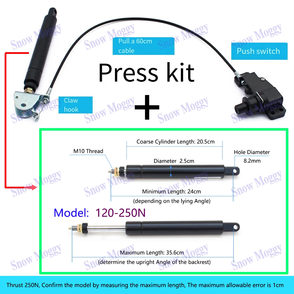 

Gas Spring Press Kit Generic Reclining Gas Strut for Lifting Swivel Chair Barber Hairdressing Chair Gas Support Office