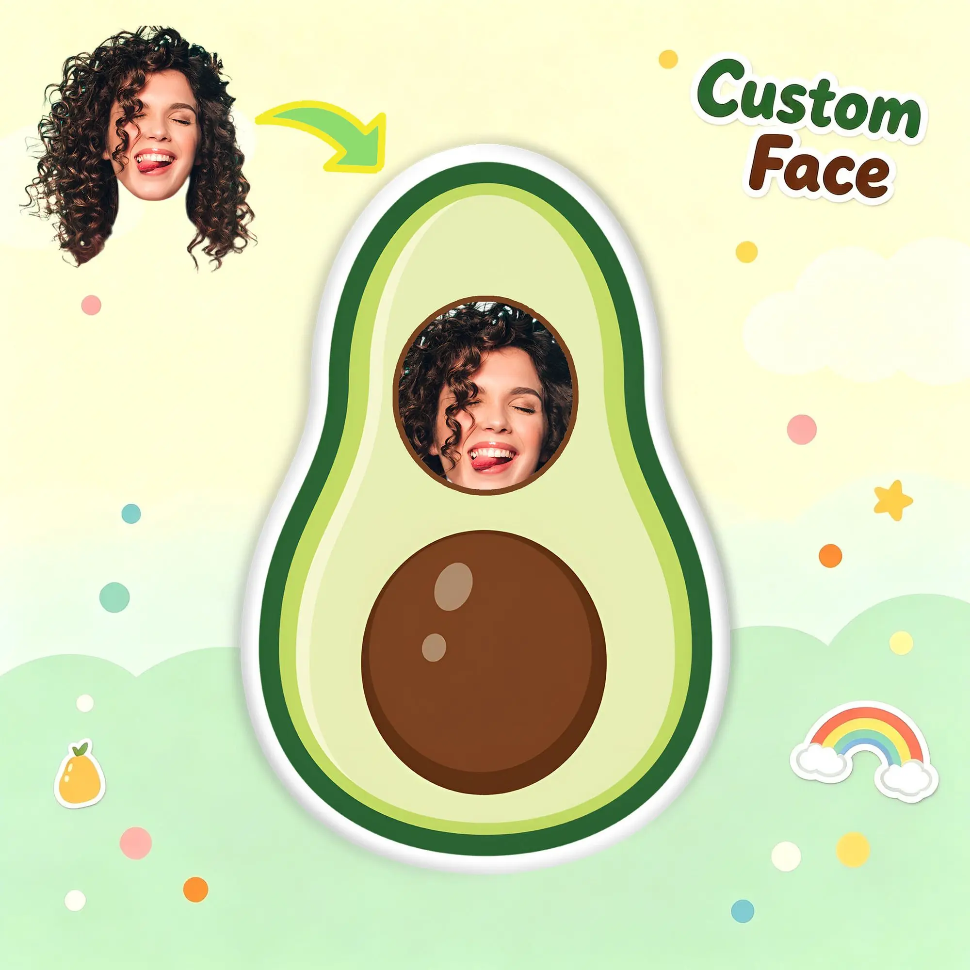 Customized Humorous Avocado Throw Pillows Stuffed Soft  Plush Cushion Pillow for Bed Sofa Decoration Home Interesting Gift