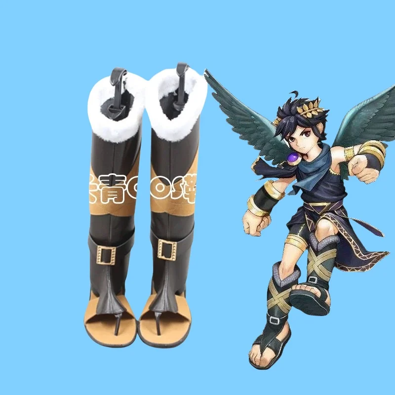 

Kid Icarus: Uprising New Light Mythology: Mirror of Palutena Dark-Winged Dark Pit Black Pit Pittoo Game Cosplay Shoes Boots