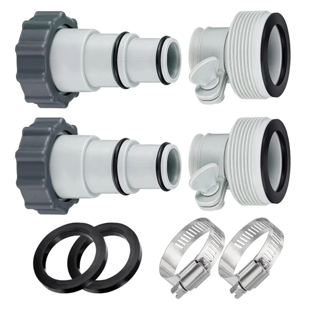 

8PCS Hose Adapter To Plunger Valve Converts 1.5\" And 1.25\" Hoses For Intex Pool Set Pool Vacuum Cleaner Equipment