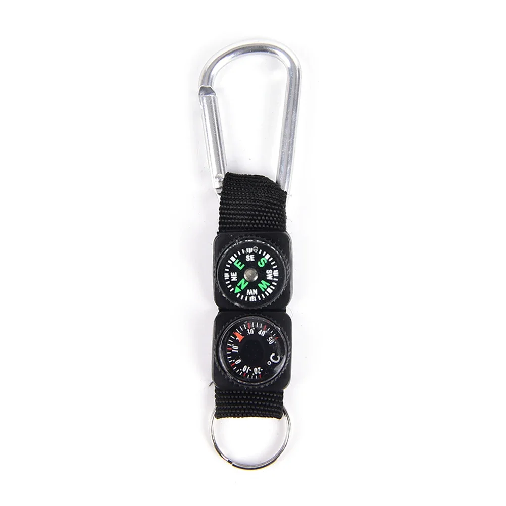 

Camping Outdoor Tools Multi Compasses Pointer Mini Keychain Metal Climbing Thermometer Compass Key Hook Sports Accessories