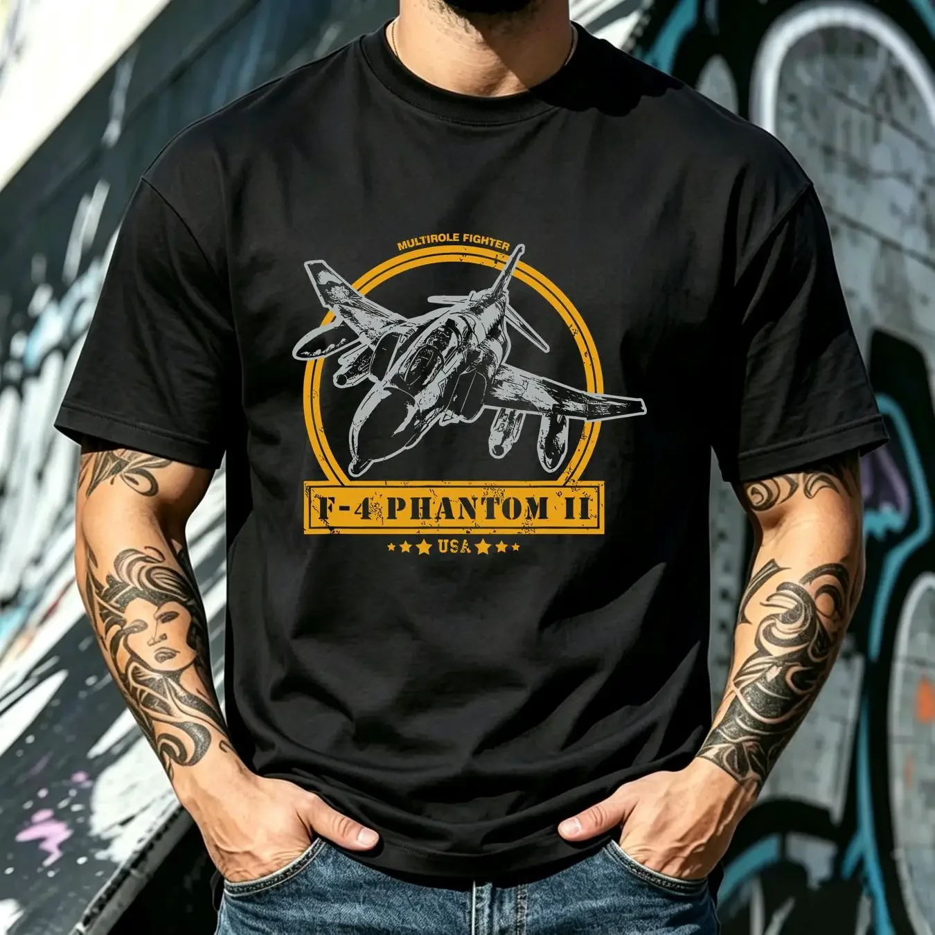 washed T Shirt Vintage Cool F 4 Phantom II Plane S 4XL long or short sleeves vintage Washed Comfortable Unisex fashion Soft