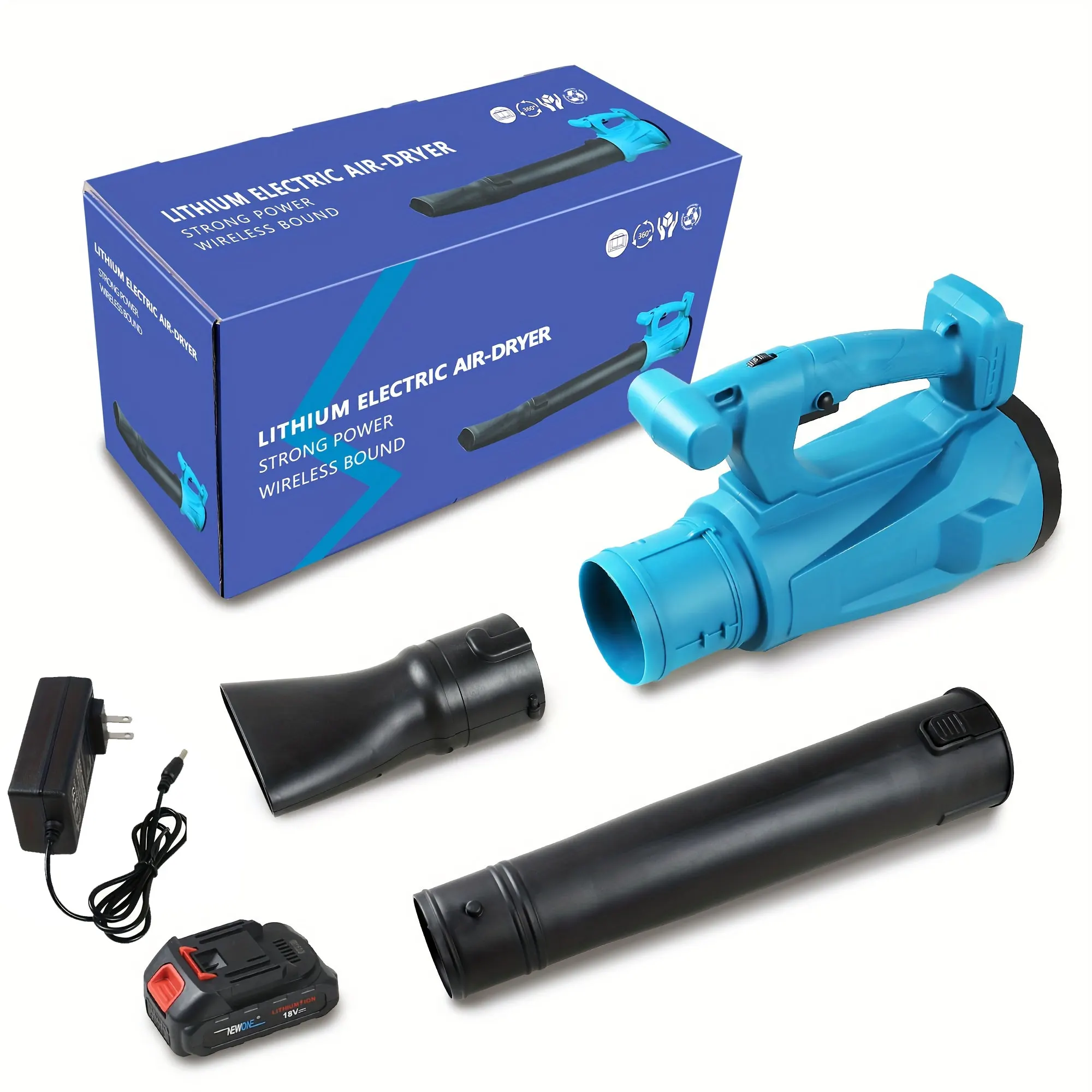 18V Cordless Electric Leaf Blower With Battery And Charger, 6 Speed Mode, For Lawn Care, Patio, Blowing Leaves And Snow