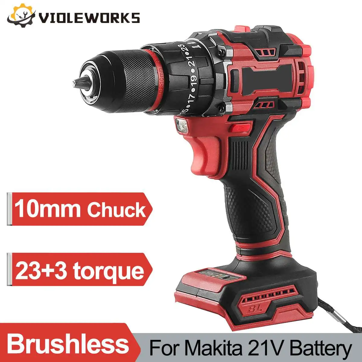 

3in1 Brushless Handheld Electric Drill 23+3 Torque Multifunctional Cordless Electric Screwdriver Drill for Makita 21V battery